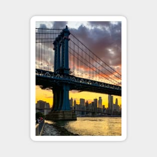 Manhattan Bridge Skyline Sunset Brooklyn New York City Magnet