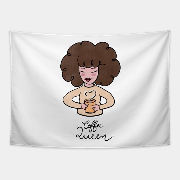 Coffee Queen Cute Coffee Dates Coffee Lover Gift for Women Perfect Gift for Caffeine Lovers Drinking Coffee Latte Macchiato Espresso Mocha Coffee Drinks Caffeinated Drinks Cafe Cappuccino Cute Coffee Lover Gift for Her Tapestry by nathalieaynie