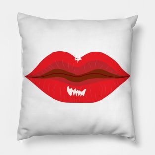 Red glossy closed lips Pillow