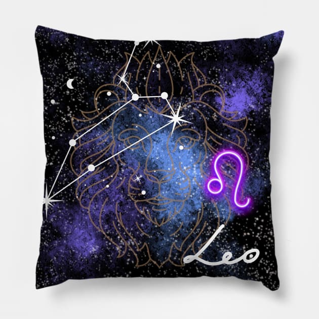 Leo Lion Zodiac Sign Astrology Pillow by AlmostMaybeNever