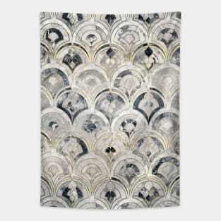 Monochrome Art Deco Marble Tiles Tapestry