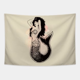 Deep Sea Mermaid Watercolor Fashion Tapestry