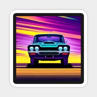 Classic car front with colorfull background Magnet