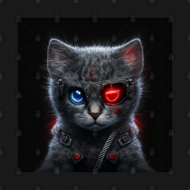 Cat-terminator cyberpunk robot kitten by SJG-digital