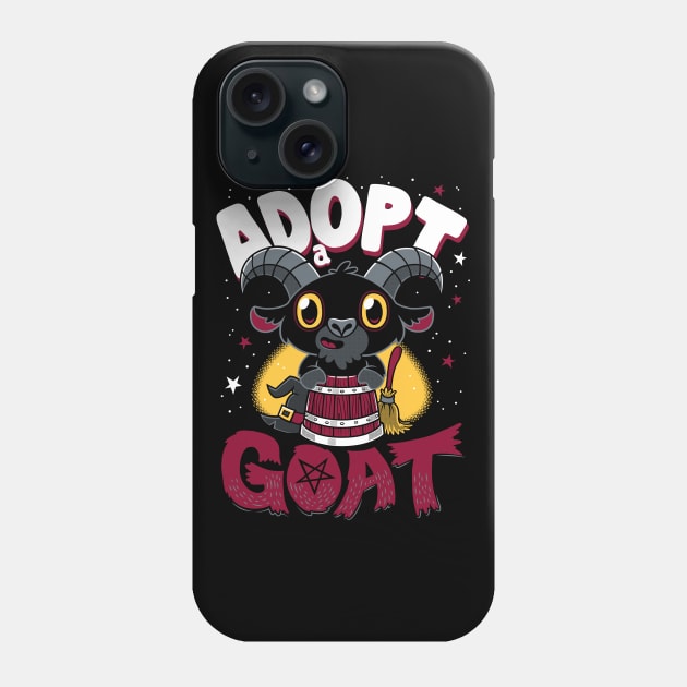 Adopt a Goat - Creepy Cute Cartoon Black Phillip - Kawaii Witchcore Phone Case by Nemons