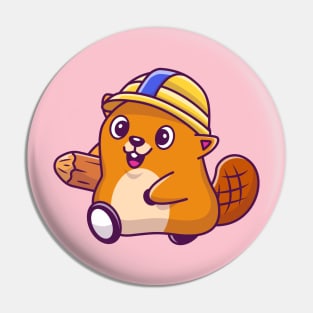 Cute Beaver Construction Cartoon (3) Pin