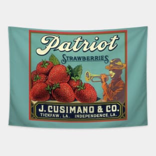 Vintage Patriot Strawberries Fruit Crate Label Tapestry