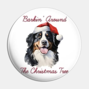 Christmas Bernese Mountain Dog in Santa Hat Pin