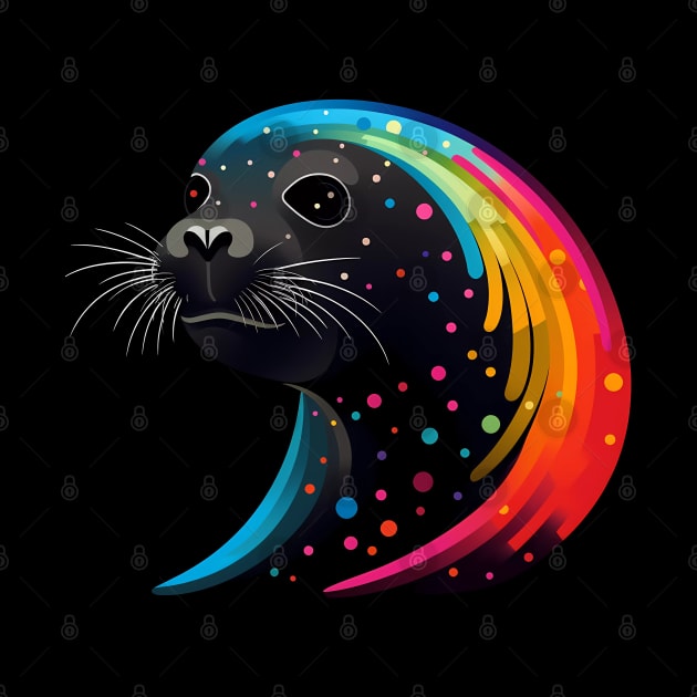 Seal Lover Colorful Rainbow Wave Animals Black by Sports Stars ⭐⭐⭐⭐⭐