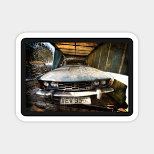 Rusting Rover P6 in a rusting broken trailer Magnet