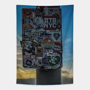 New York City Stickers Brooklyn Bridge Sunset Tapestry