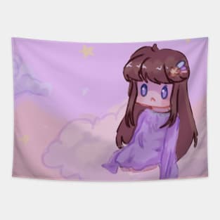 Cute Angel Floating on Clouds Tapestry