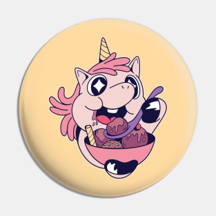 Cute Unicorn eating ice cream Pin