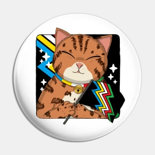 Cute Bengal Cat Holding Disability Pride Flag Pin