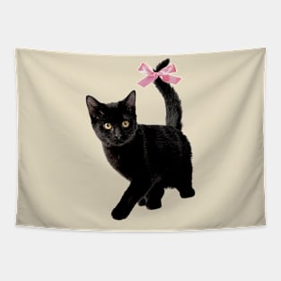 Cat with bow, coquette clothing, 90s Style T-Shirt, Pinterest Aesthetic Clothing, Cat lover Tapestry