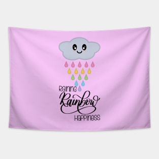 Raining Rainbow Happiness Kawaii Cute Rain Cloud in Pink Tapestry