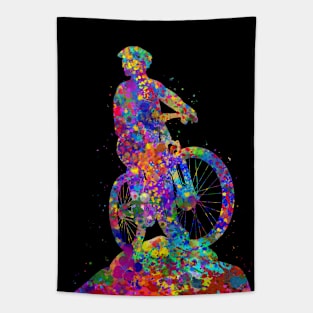 Mountain bike watercolor art Tapestry