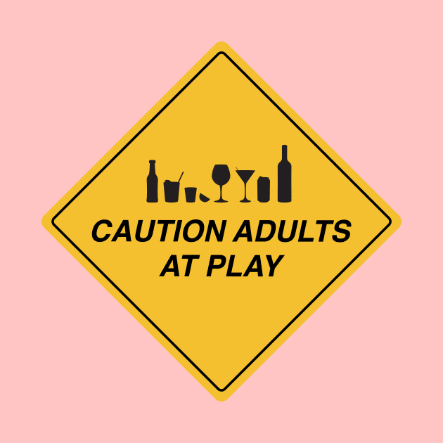 Caution adults at play road sign by annacush