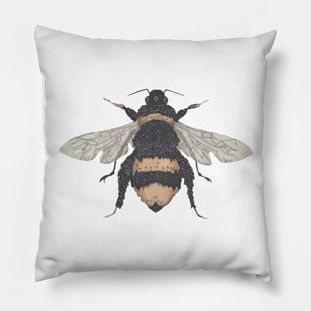 Bee, the gardener's friend. Buzzing! On bright green. Pillow by krisevansart