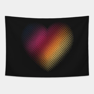 Linear Gradient on Halftone Heart (Black) Tapestry