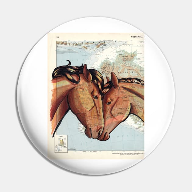 Brumby Horse on Map Pin by lizstaley