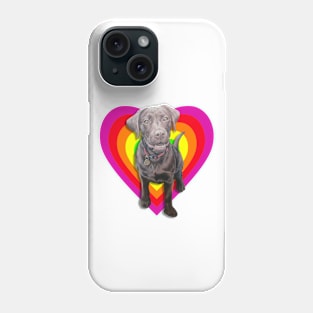 Gorgeous chocolate labrador in a rainbow digital heart! Phone Case