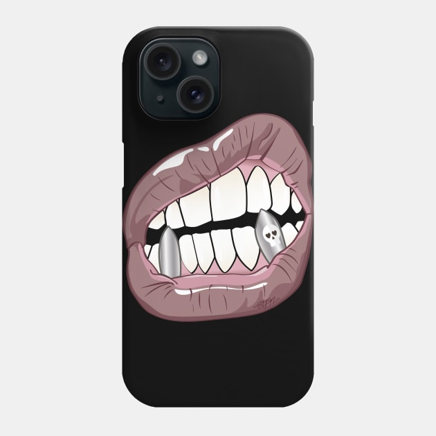 Mouth with Silver Teeth (for Face Mask) Phone Case by madebystfn