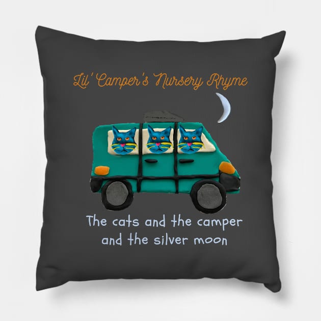 Lil' Camper's Nursery Rhyme The Cats and the Camper and the Silver Moon Pillow by Ozzy's EZ Wear