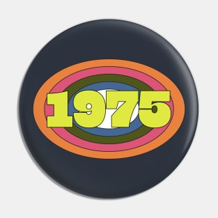 Yellow Year 1975 Rainbow Ellipse Vintage Typography Pin