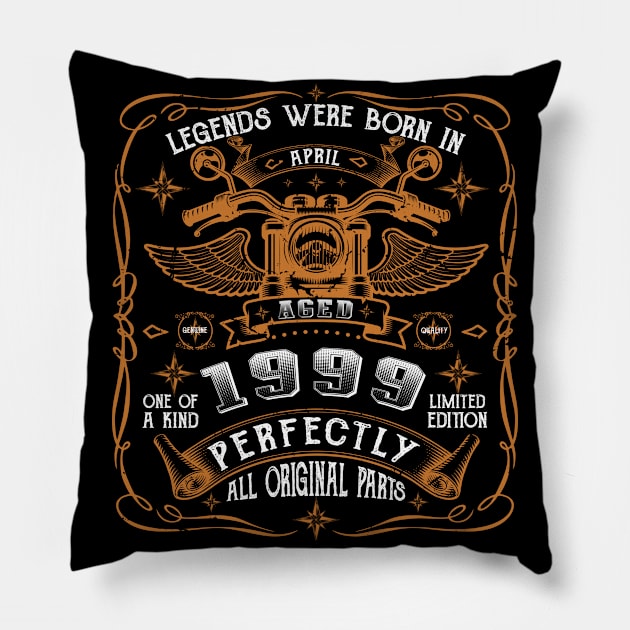 Legends Born In April 1999 22nd Birthday Pillow by Cartine