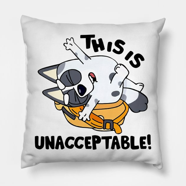 Bluey This is unacceptable, Blue Heeler Pillow by Justine Nolanz