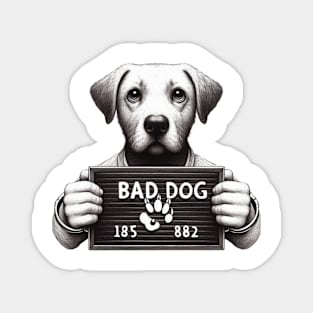 Illustrated Bad Dog Jail Mugshot Magnet