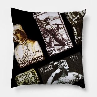 Vintage Italian History Stamps Postcards Mail Pillow