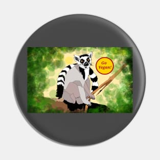 ArtStation66: Go Vegan! Ring Tailed Lemur Design Pin