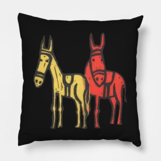 Donkeys, two summer beach donkeys, classic British Seaside Fun! Pillow