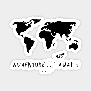 Adventure Awaits Minimal World Map Magnet