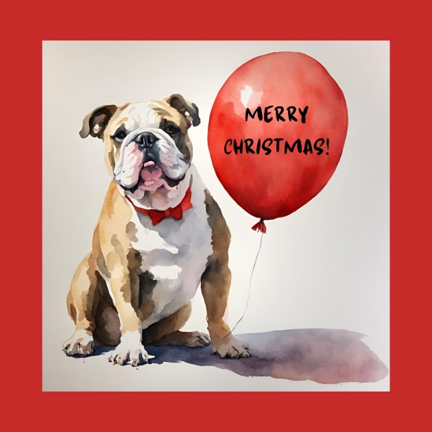 Merry Christmas Bulldog Balloon! by MagpieMoonUSA