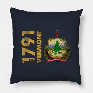 Vintage Vermont Est 1791 State Flag Home Love Pillow