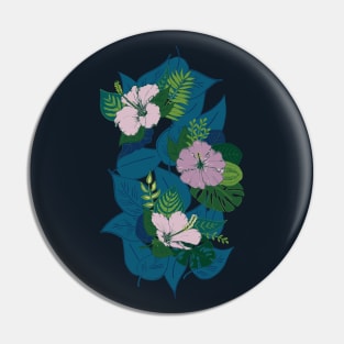 Row of hibiscus flowers and leaves Pin