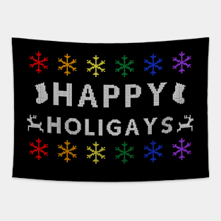 Happy Holigays Ugly Sweater (Rainbow) Tapestry