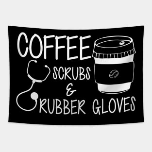 Nurse - Coffee scrubs and rubber gloves Tapestry