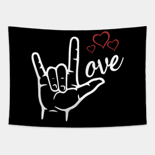 ASL I Love You Hand Heart American Sign Language Tapestry