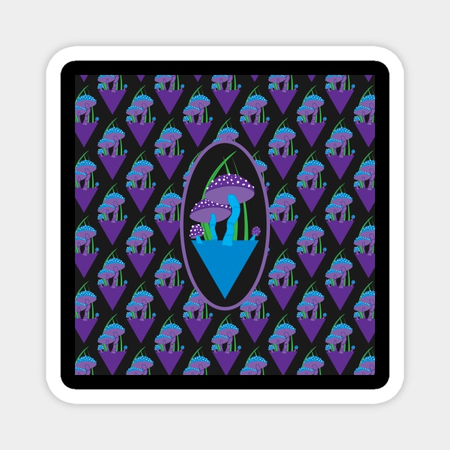 Adorable Illustrated Purple and Blue Mushroom Pattern Magnet by XanderWitch Creative