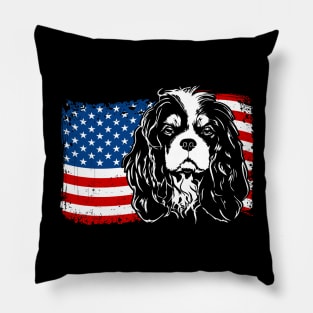 Proud Cavalier King Charles Spaniel American Flag patriotic dog Pillow