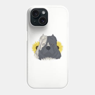 Blue Pied American Bully with Sunflowers Phone Case