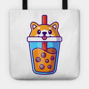 Cute Shiba Inu Milk Tea Boba Cartoon Tote