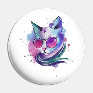 Watercolor cat Pin