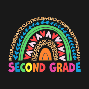 Happy Last Day Of Second Grade Rainbow Leopard Teacher Kids T-Shirt