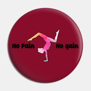 No Pain No Gain Woman Gymnast Silhouette Pin