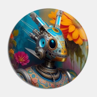 Tech and Nature Art - Stunning surreal beautiful robot and flowers Pin